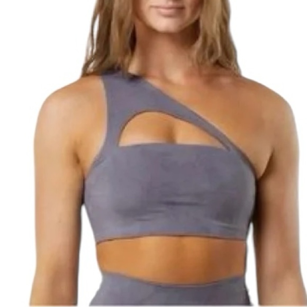 Alphalete Alphalux Asymmetrical Bra Tie Dye Purple Size M One Strap